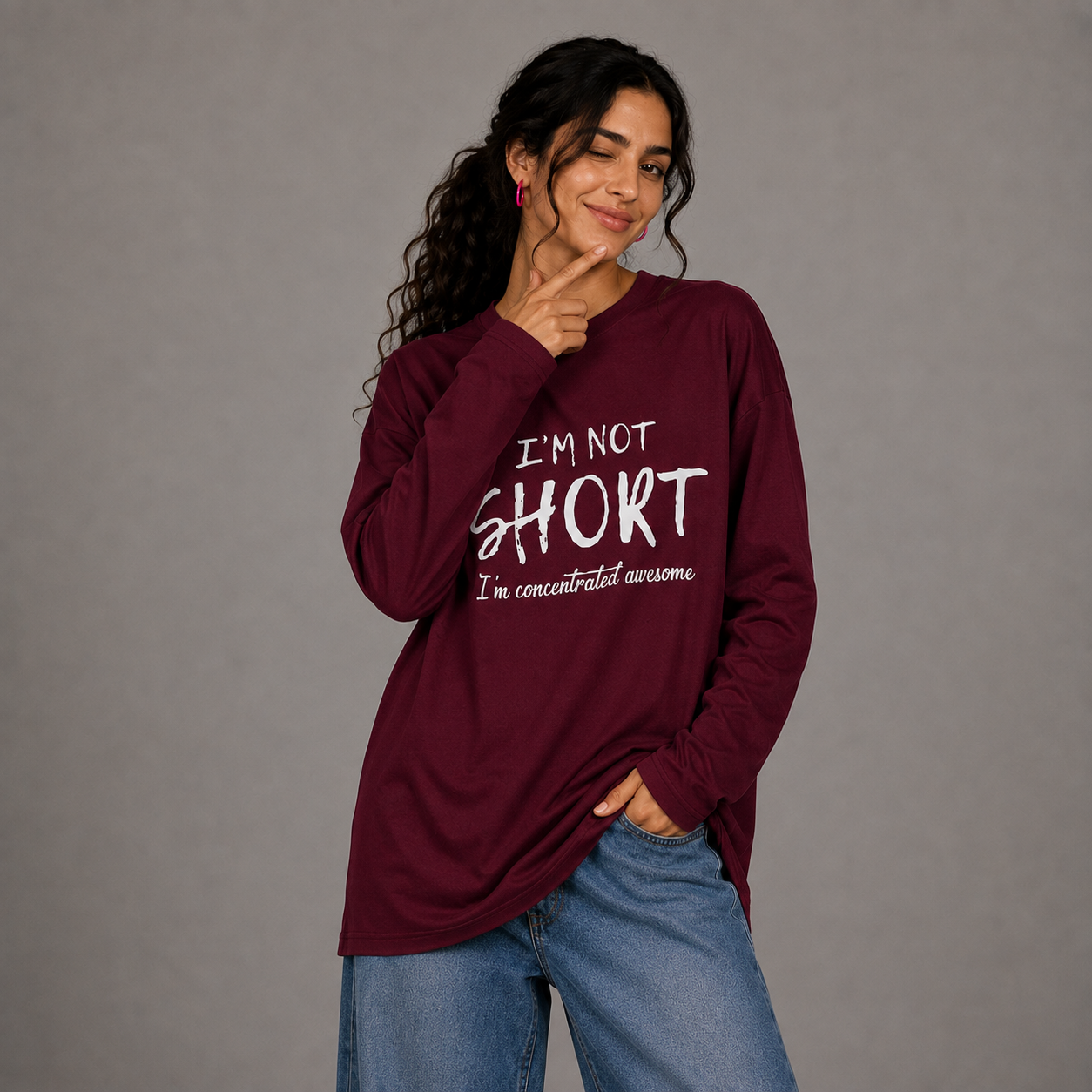 I'm Not Short – Women's Relaxed Fit Long Sleeve T-Shirt