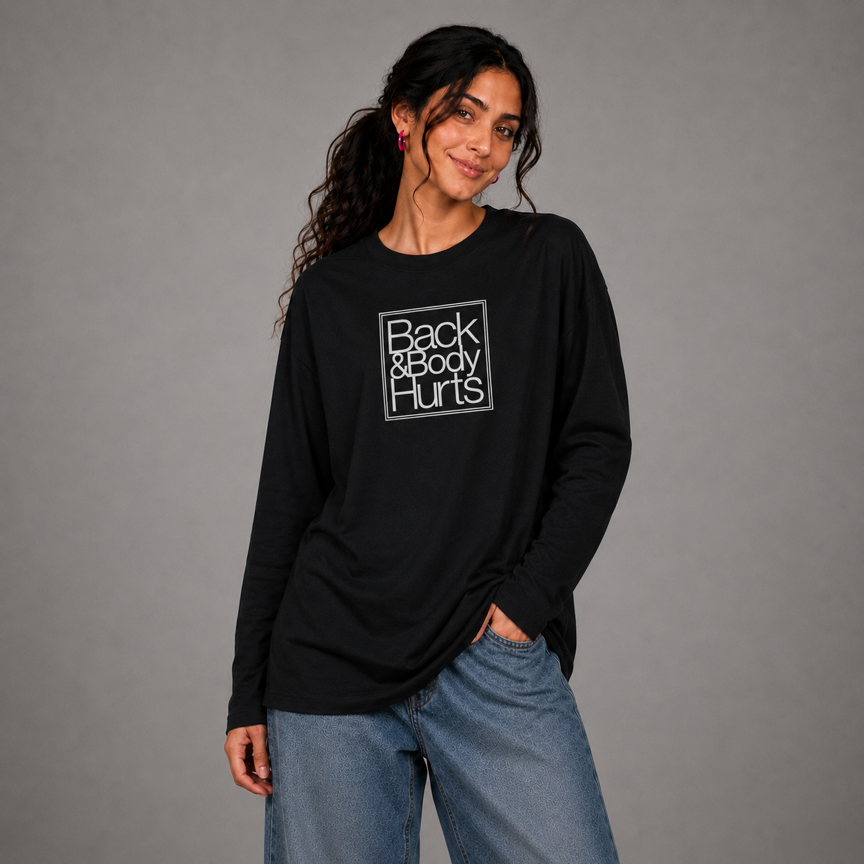 Back & Body Hurts – Women's Relaxed Fit Long Sleeve T-Shirt