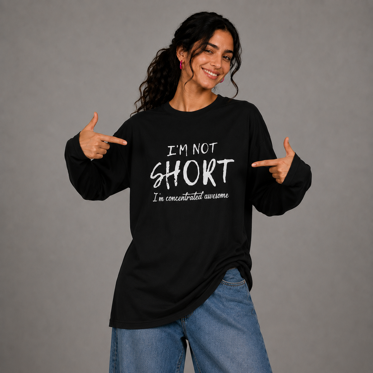 I'm Not Short –  Women's Relaxed Fit Long Sleeve T-Shirt