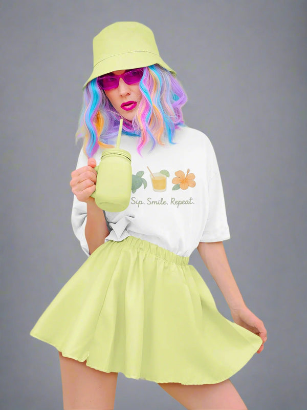 Sip Smile Repeat – Unisex Oversized Tropical Tee