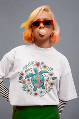 Floral Turtle – Women’s Oversized Boho Tee