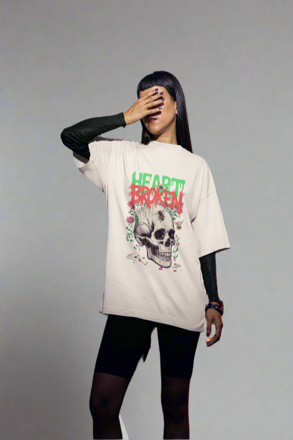 Heart Broken – Unisex Oversized Skull Tee