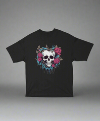 Rose Skull – Unisex Oversized Floral Skull Tee