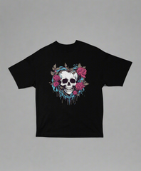 Rose Skull – Unisex Oversized Floral Skull Tee