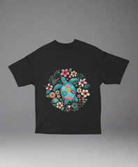 Floral Turtle – Women’s Oversized Boho Tee