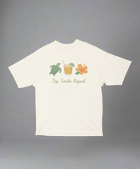 Sip Smile Repeat – Unisex Oversized Tropical Tee